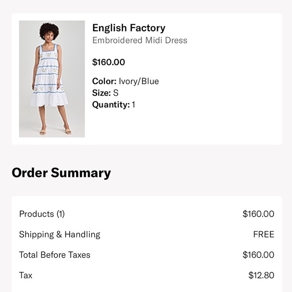 English Factory White and Blue Embroidered Midi Dress New with Tags Size Small - Picture 7 of 8